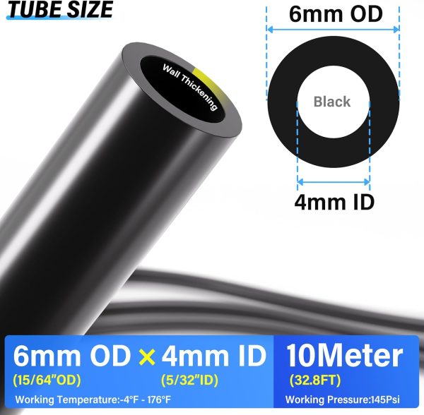 Nylon Tube Industrial Pneumatic Black 6mm OD TAILONZ-1