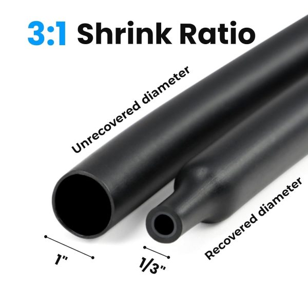 HOLED Heat Shrink Tubing Black 3:1 Shrink Ratio-2