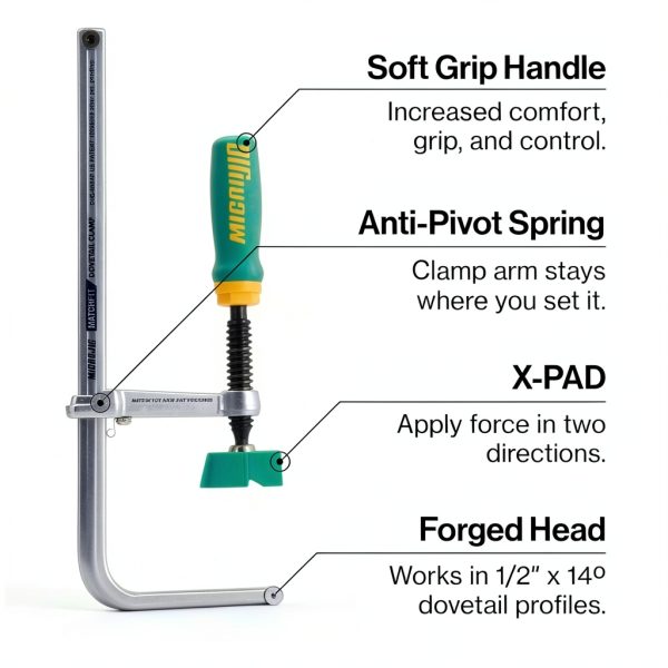 Matchfit Dovetail Clamp MICROJIG 2-In-1 Hold Down 8.5" Green-1