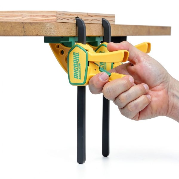 MICROJIG Matchfit Grr-rip Clamp (4-Pack), Dovetail Track Clamps, Squeeze Action Dovetail Clamps for Jigs, Sleds, Workbenches, DVC-625QCK2X4, Yellow-3