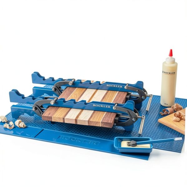 Rockler Mini Deluxe Panel Clamps (2-Pack) - Powerful Four-Way Pressure Cabinet Clamps - Sawtooth Pattern Mini Clamp Set w/Clamp Rails, Storage Rack & More - Great for Small Panel, Cutting Boards-5