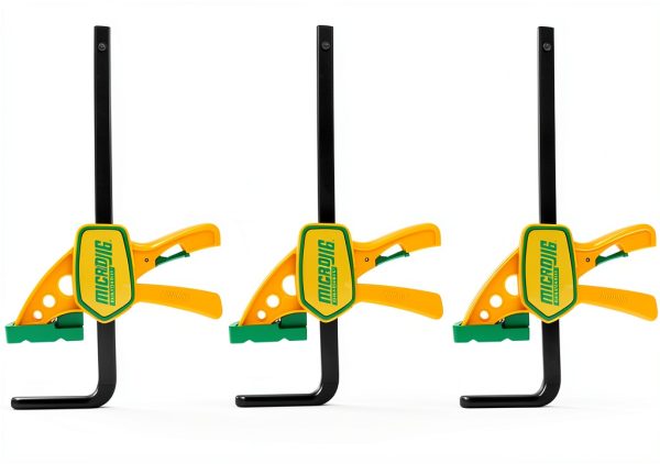 MICROJIG Matchfit Grr-rip Clamp (4-Pack), Dovetail Track Clamps, Squeeze Action Dovetail Clamps for Jigs, Sleds, Workbenches, DVC-625QCK2X4, Yellow-0