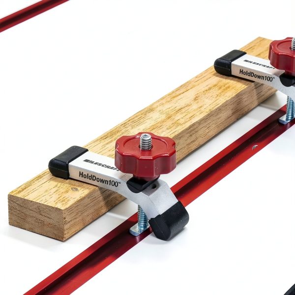 Milescraft 4035 Hold Down 100 2 Pack T-Track Mini Hold Down Clamp. 3-1/8" L x 5/8" W, Anodized Heavy Duty T Track Clamps for Woodworking-2
