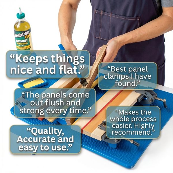 Rockler Mini Deluxe Panel Clamps (2-Pack) - Powerful Four-Way Pressure Cabinet Clamps - Sawtooth Pattern Mini Clamp Set w/Clamp Rails, Storage Rack & More - Great for Small Panel, Cutting Boards-3