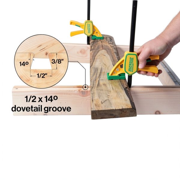 MICROJIG Matchfit Grr-rip Clamp (4-Pack), Dovetail Track Clamps, Squeeze Action Dovetail Clamps for Jigs, Sleds, Workbenches, DVC-625QCK2X4, Yellow-1