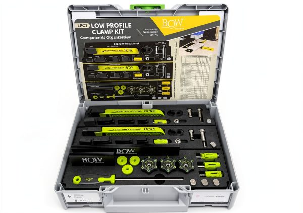 BOW Products Low Profile Clamping Kit - For Use on CNC Machines, MFT Tables, Dog Tables, T-Track Tables and Work Benches - Includes Hold Down Clamps, Fences, Interchangeable Tips and Hardware-1