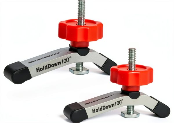 Milescraft 4035 Hold Down 100 2 Pack T-Track Mini Hold Down Clamp. 3-1/8" L x 5/8" W, Anodized Heavy Duty T Track Clamps for Woodworking-0